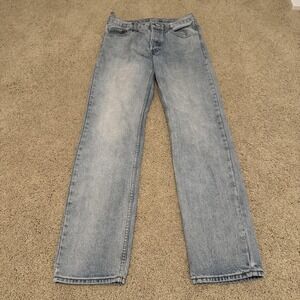 J. GALT Jeans Womens Medium 33" Light Wash Straight Leg Button Fly 100% Cotton